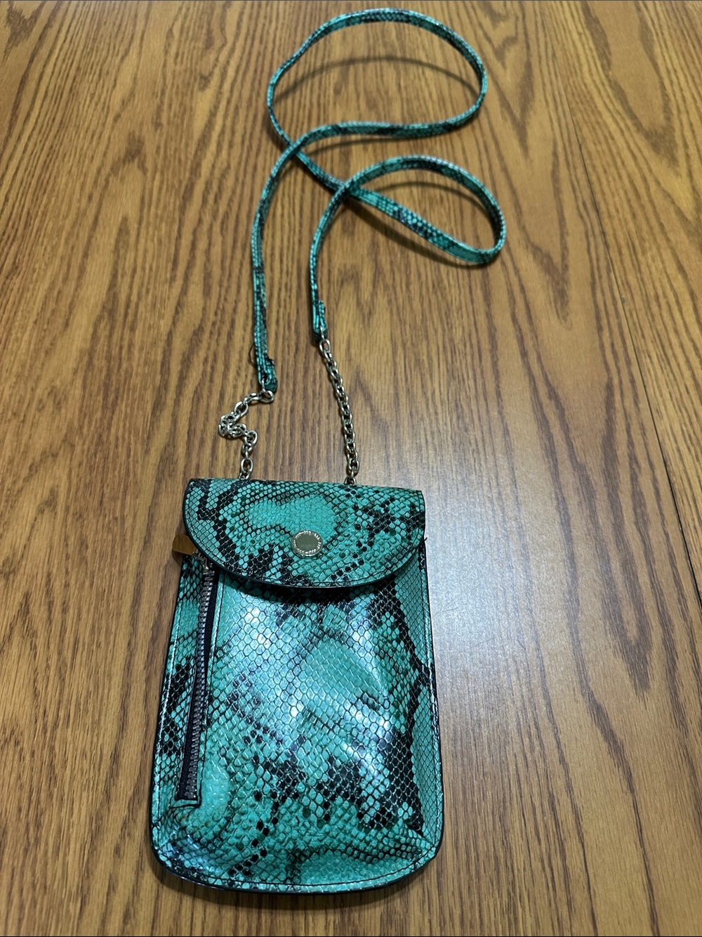 Source Unknown Teal Snake-Print Crossbody Phone Bag